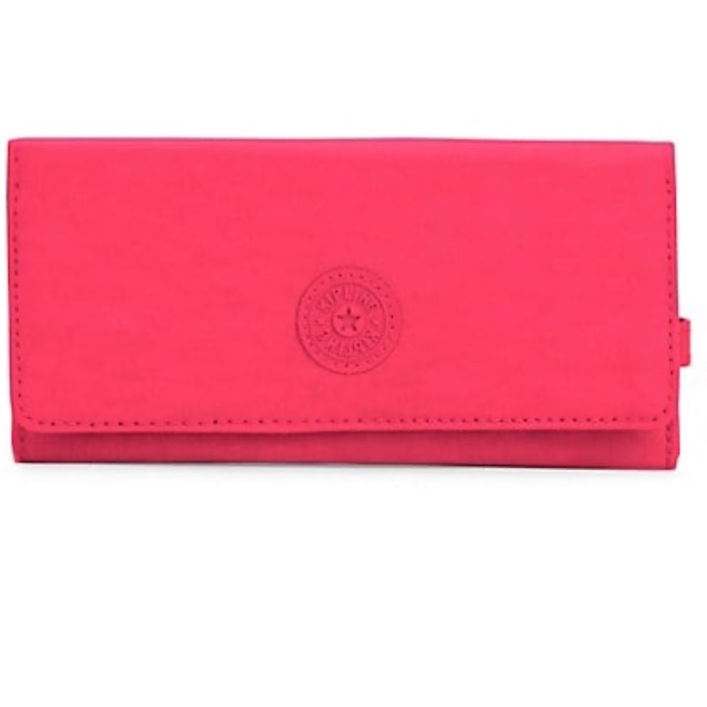 Kipling Teddi Continental Nylon Wallet Card Slots Organizer Clutch Bag Pink Tote